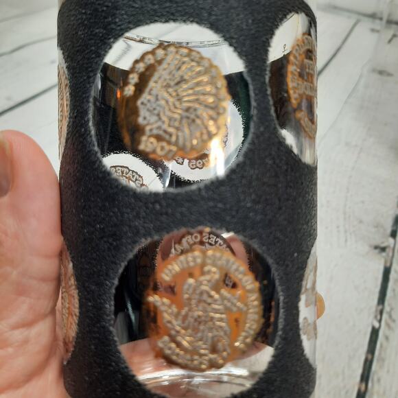 Vintage 4 Libbey Coin‎ Textured Highball Glasses Black & Gold - Picture 7 of 9